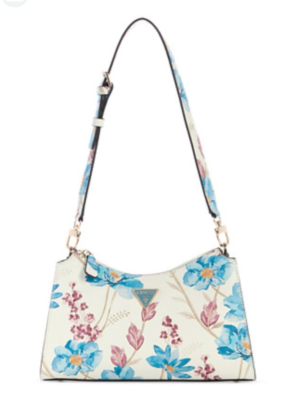 Guess Cream Shoulder Bag with Blue Floral Print
